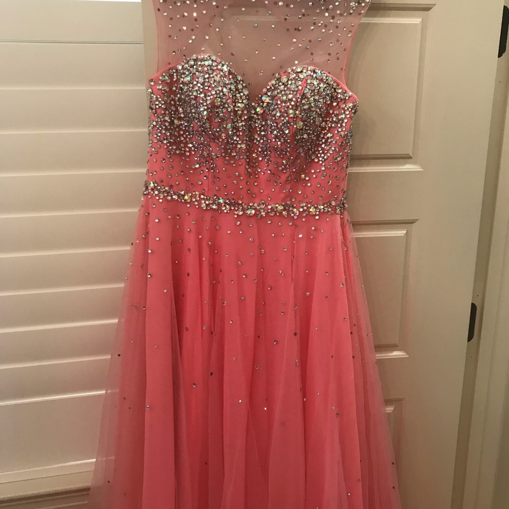 Tony Bowls Le Gala pink beaded gown